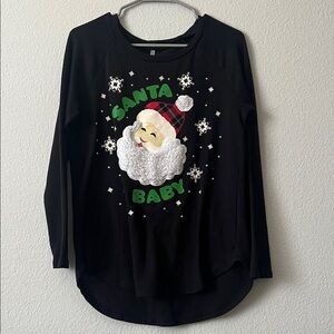 Santa Baby Black Kids Long Sleeve Shirt